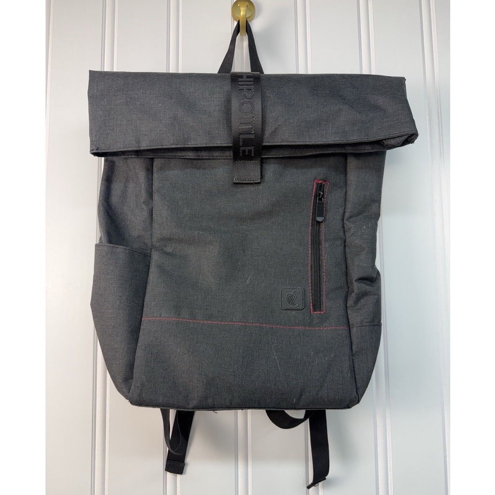 Chipotle Employee Gift Roll-Top Backpack Gray Red Stitching Laptop Book Bag NWT